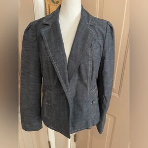 Rafaella Petites dark navy blue denim blazer with pockets covered buttons Sz 12P